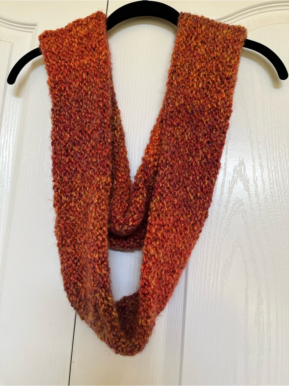 Cozy Knit Infinity Scarf in Burnt Orange